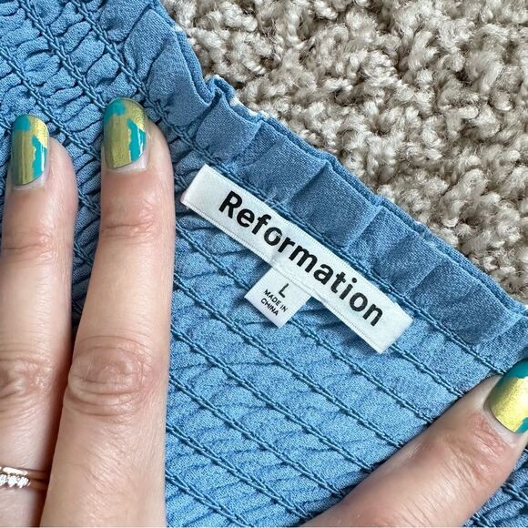 Reformation Pinto Floral Top in Lassen Blue Size Large - Picture 6 of 8